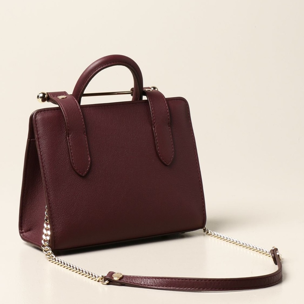 Strathberry Nano Tote in Burgundy Bridle Leather